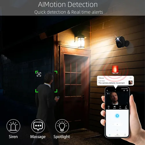 Miniatura 4 de 4 unidades de cámaras de seguridad 2K inalámbricas para exteriores, cámara de vigilancia para interiores del hogar, cámaras de seguridad WiFi Gris