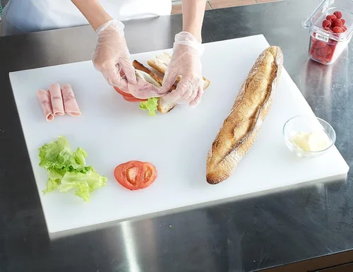 Miniatura 21 de CURTA Paquete de 2 tablas de cortar verdes para cocina, 20 x 14 x 0.5 pulgadas, tabla de cortar comercial de plástico codificado con superficie