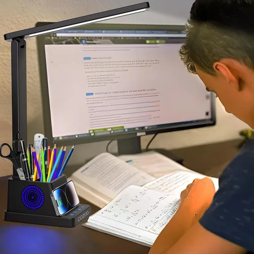 Miniatura 8 de cozoo Lámpara de escritorio, lámparas de escritorio LED para oficina en casa, cargador inalámbrico pequeña lámpara de escritorio con soporte