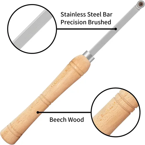 Miniatura 4 de 3CPS Herramientas de torno de carburo con punta de madera, juego de herramientas de torneado de madera en miniatura para torno (mango de haya)