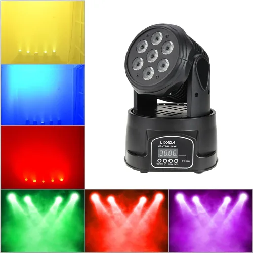 Miniatura 2 de Lixada Luz de cabeza móvil 7x10W Cabeza móvil 4 en 1 RGBW profesional 9/14 canales DMX-512 DJ luces 100W AC 100-240V sonido activo para KTV Club Bar