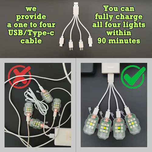 Miniatura 6 de Luces LED estroboscópicas inalámbricas, paquete de 4, luces de advertencia de emergencia RGB, recargable por USB, 7 colores, 30 modos de flash, alto