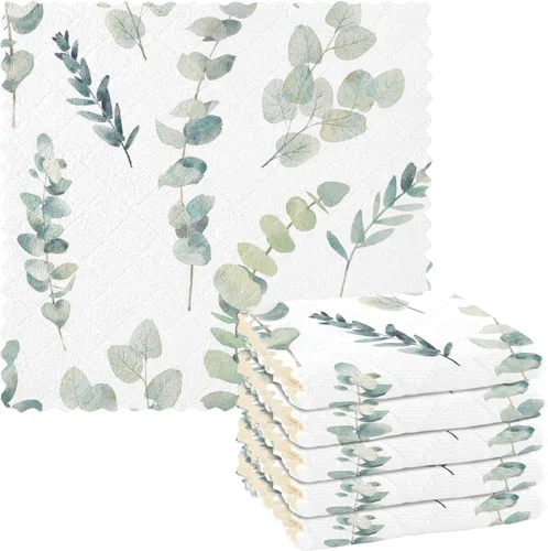 Miniatura 21 de CaTaKu Paños de cocina de animales del bosque de acuarela, paquete de 6 trapos reutilizables para lavar, paños de limpieza de microfibra, paños