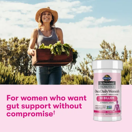 Miniatura 5 de Garden of Life Once Daily Dr.- Probióticos formulados para mujeres, 50 mil millones de UFC, 16 cepas probióticas con orgánico para la salud