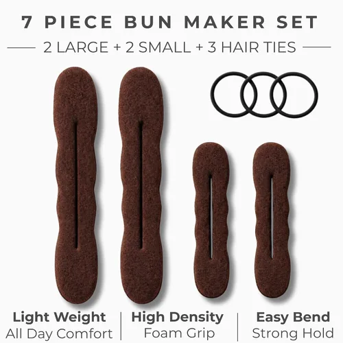 Miniatura 2 de Styla Hair Creador Mágico de Moños (2 Pequeños, 2 Grandes) Esponja de Espuma Moldeadora de Moños Accesorios para el Cabello (Morena)