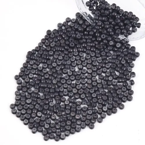 Miniatura 71 de Vlasy 100 Piezas Cuentas de Nano Anillo con Forro de Silicona para Extensiones de Cabello Humano con Nano Anillo 5 Colores Opcionales (Negro)