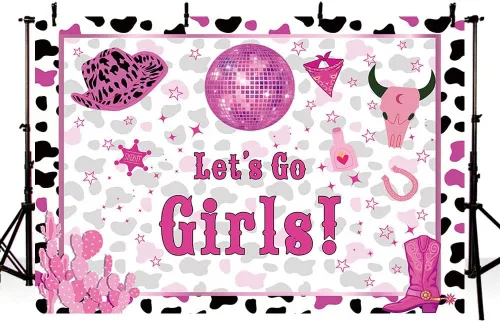 Miniatura 4 de AIBIIN Telón de fondo Let's Go Girls de 8 x 6 pies, decoración de fiesta de despedida de soltera, discoteca espacial, graduación, fiesta