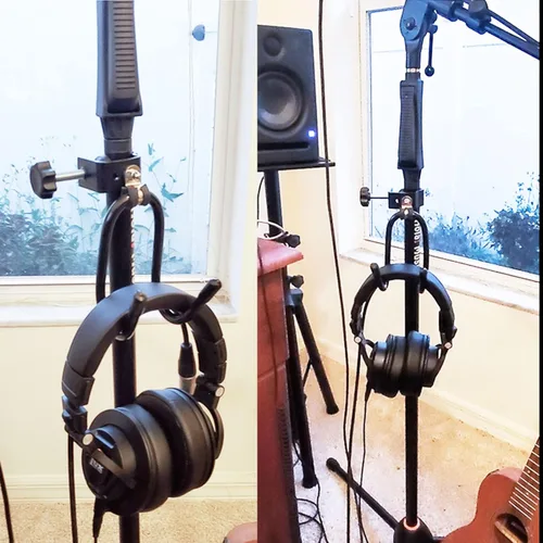 Miniatura 4 de YYST Soporte de micrófono con abrazadera para colgar auriculares de estudio, soporte de gancho para auriculares, cables, panderetas, etc. - Sin