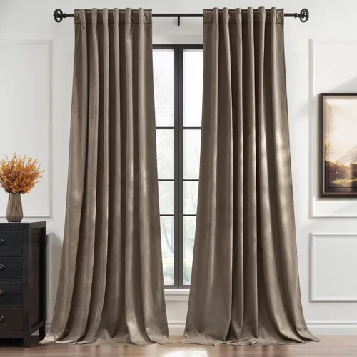 Miniatura 15 de StangH Cortinas de terciopelo rojo con pestaña trasera y cinturón de gancho, cortinas de privacidad con aislamiento térmico, decoración navideña