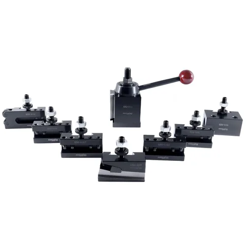 Accusize Industrial Tools Juego de 8 Piezas de Poste de Herramientas de Cambio Rápido Tipo Cuña AXA para Tornos, Incluye 2 Portaherramientas de