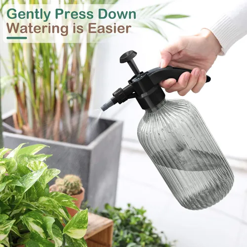 Miniatura 3 de T4U Botella pulverizadora de niebla fina de plástico, color gris, 2 L, pulverizador de planta a presión de mano con bomba superior, regadera