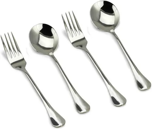 Miniatura 10 de VANRA Juego de cubiertos para niños de 3 piezas de acero inoxidable 18/10 para niños, juego de cubiertos plateados, cubiertos para niños