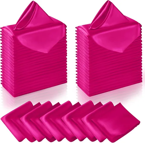 Miniatura 19 de Manyshofu 50 servilletas de satén color azul bebé, servilletas de tela de 12 x 12 pulgadas, juego de servilletas cuadradas de tela de satén