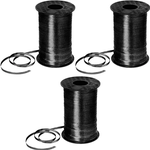 Miniatura 12 de PMU Tira de cinta rizadora negra de 500 yardas x 3/16 pulgadas para envolver regalos, decoración de cumpleaños, celebraciones, fiestas, accesorios