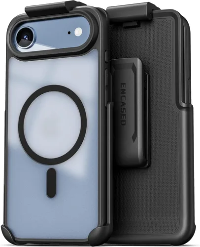 Miniatura 13 de Encased MAG - Funda para cinturón diseñada para iPhone 15 con clip de funda, tecnología protectora AirGuard (negro/transparente) compatible