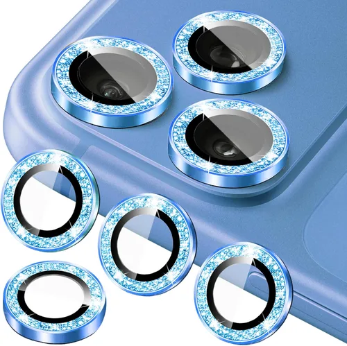 Miniatura 20 de Protector de lente de cámara compatible con iPhone 11, 11 Mini, 11 Pro y iPhone 11 Pro Max (paquete de 3 + 1), purpurina brillante, funda de cámara