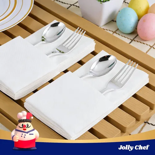Miniatura 6 de JOLLY CHEF Paquete de 200 servilletas de papel desechables, servilletas de baño suaves para invitados, toallas de mano de papel blanco de 2 capas