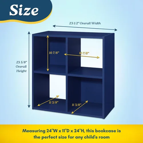 Miniatura 2 de Kings Brand Furniture - Estantería infantil de 4 cubos, organizador de almacenamiento de juguetes para niños, para sala de juegos, dormitorio