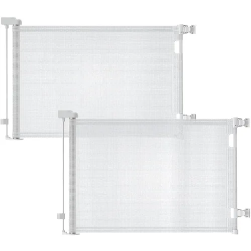 Miniatura 10 de 2 puertas retráctiles para bebé, puerta de malla para perros, 33.6 pulgadas de alto, se expande a 55 pulgadas de ancho, ajuste esencial de seguridad