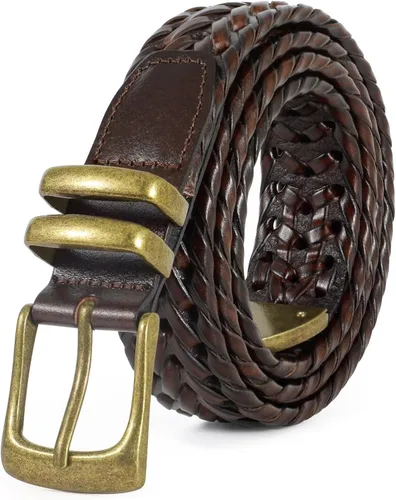 BELTROAD Cinturón de cuero trenzado para hombre, jeans casuales, golf, hebilla de aleación tejida de cuero para hombre, cinturones trenzados a mano,