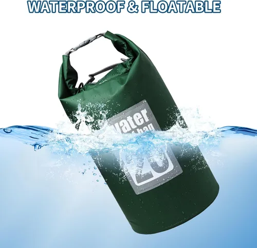 Miniatura 6 de Mochila impermeable IPX8 de 10 litros, sello enrollable para kayak y cruces de río, PVC 500D, resistente a la abrasión, correas de mochila