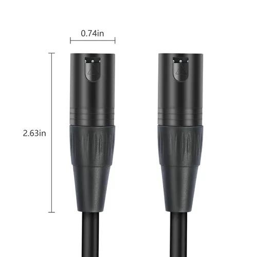 Miniatura 5 de Paquete de 2 cables XLR macho a macho de 5 pines, DMX 512 5 PIN XLR Lightspeed Controller Cable de 2 pies, negro