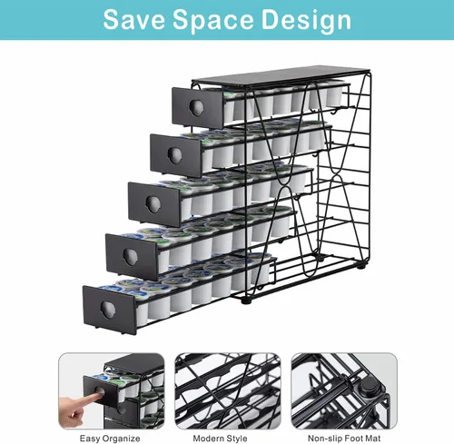 Miniatura 4 de FlagShip Organizador de tazas K para cajón de cápsulas Keurig, soporte grande para cápsulas de café Mullti (capacidad de 70 cápsulas)