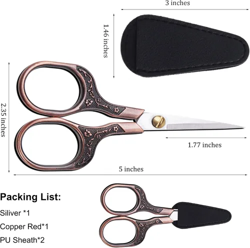 Miniatura 10 de Tijeras pequeñas y afiladas para cortar cabello, barba, cejas, nariz, vello facial, belleza Tijeras de corte de costura para bordado, tela