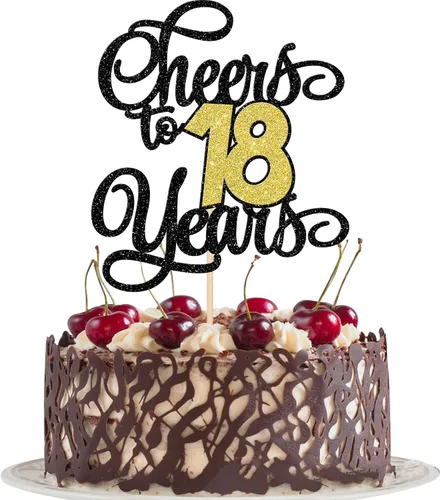 Miniatura 32 de 1 pieza de decoración para tartas de 40 años con purpurina para pastel de 40 años, 40 años, decoración fabulosa para tartas de cumpleaños de 40 Negro
