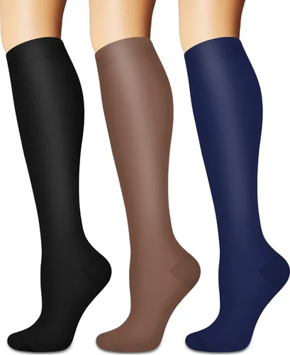 Miniatura 31 de Calcetines de compresión para mujeres y hombres circulación (3 pares) son el mejor apoyo para correr, atletismo, ciclismo, senderismo 01 Negro