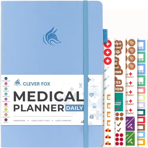 Miniatura 12 de Clever Fox Planificador médico diario – Cuaderno de diario de salud, diario de bienestar y cuaderno de registro de autocuidado, dura 3 meses, 7 x
