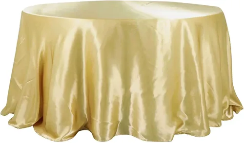 Miniatura 3 de Tableclothsfactory Mantel redondo de satén sin costuras color champán de 132