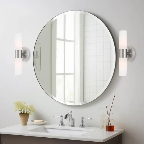 Miniatura 3 de Kira Home Duo - Aplique de pared moderno de 14 pulgadas con pantallas de vidrio esmerilado, para baño/tocador, acabado de níquel cepillado