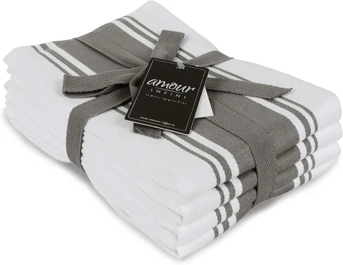 Miniatura 27 de AMOUR INFINI Toallas de cocina 100% algodón, paquete de 4, altamente absorbentes, de secado rápido, toallas de cocina a rayas de primera calidad