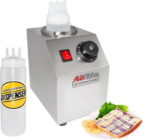 Miniatura 10 de ALDKitchen Dispensador de salsa Calentador eléctrico de salsa Calentador de salsa comercial Acero inoxidable 110 V (3 cabezas)
