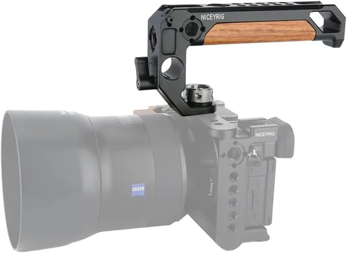 Miniatura 8 de NICEYRIG Mango superior para rosca ARRI 3/8 '' con abrazadera de varilla de 0.591 in, agarre de madera para cámara DSLR para jaula Rig - 348