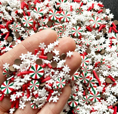 Miniatura 2 de EHOPE Gránulos falsos de Navidad, chispas de caramelo falso, gránulos de arcilla, chispas de polímero en rodajas de arcilla para arte de uñas