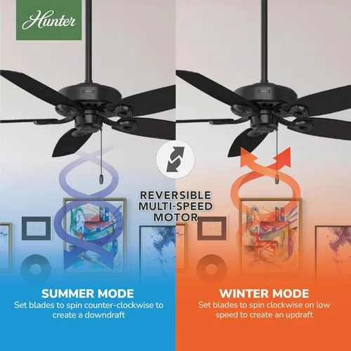Miniatura 4 de Hunter 53091 Ventilador de techo de 5 aspas con una sola luz Builder Deluxe, con aspas de cerezo brasileño/roble barnizado, y plafón ribeteado
