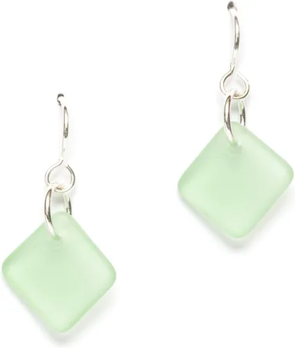 Miniatura 11 de Delicate Diamond Sea Glass Earrings, Beach Glass Earrings for Women by EcoSeaCo, using sustainable, recycled and repurposed material. Handmade