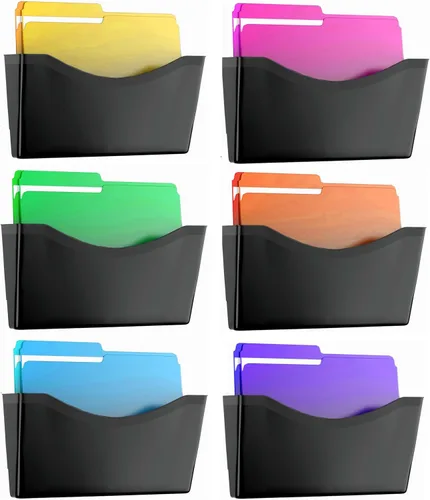 Miniatura 7 de Kuntine.B 3 unidades de organizador de archivos de bolsillo único negro para colgar en la pared, organizador de correo y revistas para montar