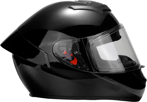 Miniatura 5 de Casco de motocicleta de cara completa para adultos con aprobación DOT, Casco ligero y aerodinámico de bicicleta de calle negro brillante para Brillo