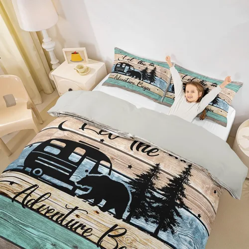 Miniatura 2 de Erosebridal Camper Bedding - Juego de ropa de cama de 2 piezas, estilo rústico de granja, juego de ropa de cama de campamento para adolescentes
