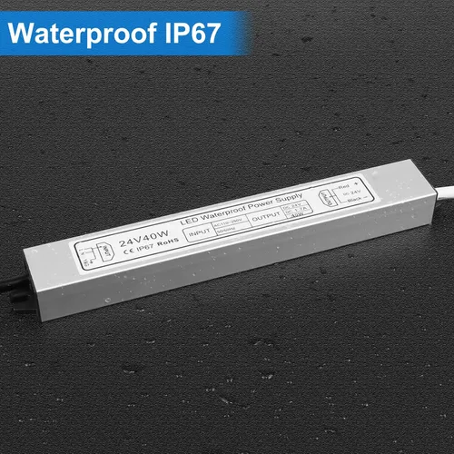 Miniatura 5 de inShareplus fuente de poder LED, 24V 40W IP67 impermeable para exteriores, transformador de bajo voltaje de CA 90-140V a CC 24V 1.7A, adaptador