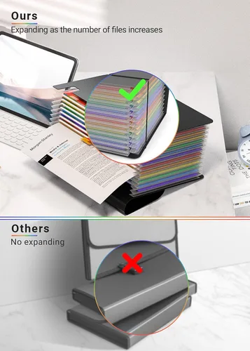 Miniatura 6 de Organizador de archivos de acordeón/carpeta de archivos expandible con asa, caja de archivo de 13 bolsillos, perfecta para soporte de Mate