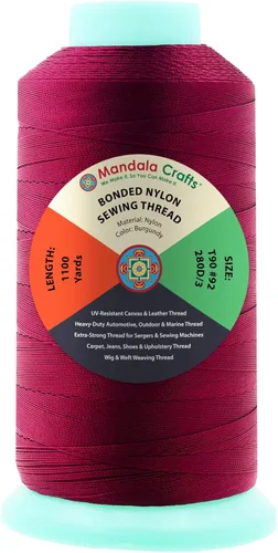 Miniatura 30 de Mandala Crafts - Hilo de nailon para coser cuero, tapicería, mezclilla y para trenzar el pelo; resistente, 1500 yardas, tamaño 69 T70 Marrón