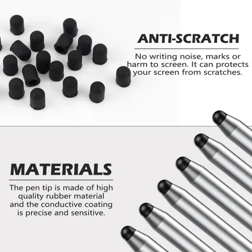 Miniatura 3 de 20 puntas de repuesto para pantallas táctiles, puntas de goma de silicona para bolígrafo táctil