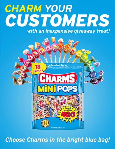Miniatura 5 de Tootsie Roll Charms Mini Pops - Bolsa de 4.5 libras de paletas de caramelo duro con sabor a fruta envueltas individualmente en 18 sabores