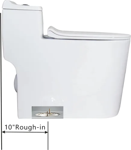 Miniatura 3 de WinZo WZ5080S - Inodoro de una pieza de doble descarga con altura cómoda alargada de 10 pulgadas, color blanco BLANCO BRILLO