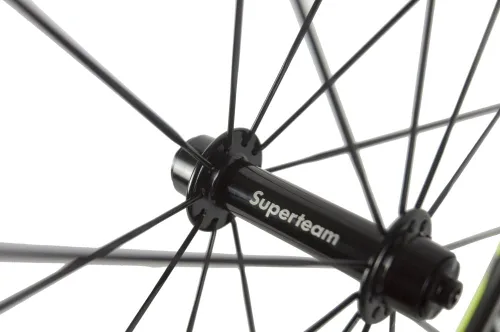 Miniatura 5 de Superteam Ruedas de Bicicleta de Carretera de Fibra de Carbono 700C, Juego de Ruedas Clincher de 50mm, Mate de 23 de Ancho Amarillo fluorescente