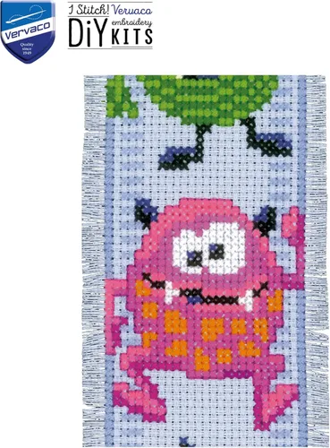 Miniatura 5 de Vervaco Kit de marcapáginas de punto de cruz Little Monsters (juego de 2) 2.4 x 8 pulgadas